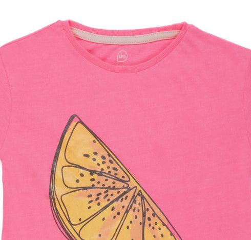 URB KIDS GRAPHICAL PRINT CREW NECK T-SHIRT | PINK