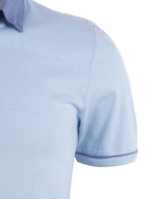 NEXT CLASSIC COMFORT FIT FIGURED POLO SHIRT | SKY BLUE