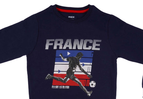 FRANCE SWEATSHIRT WITH VINTAGE FRENCH FLAG SPORTS DESIGN | BLUE