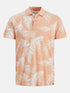 JACK & JONES FLORAL SHORT SLEEVE POLO SHIRT | PEACH COLOUR