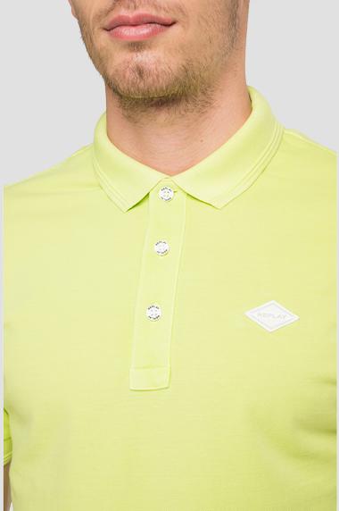 REPLAY - DYED C0TT0N PIQUET SHORT SLEEVE POLO | LIGHT GREEN