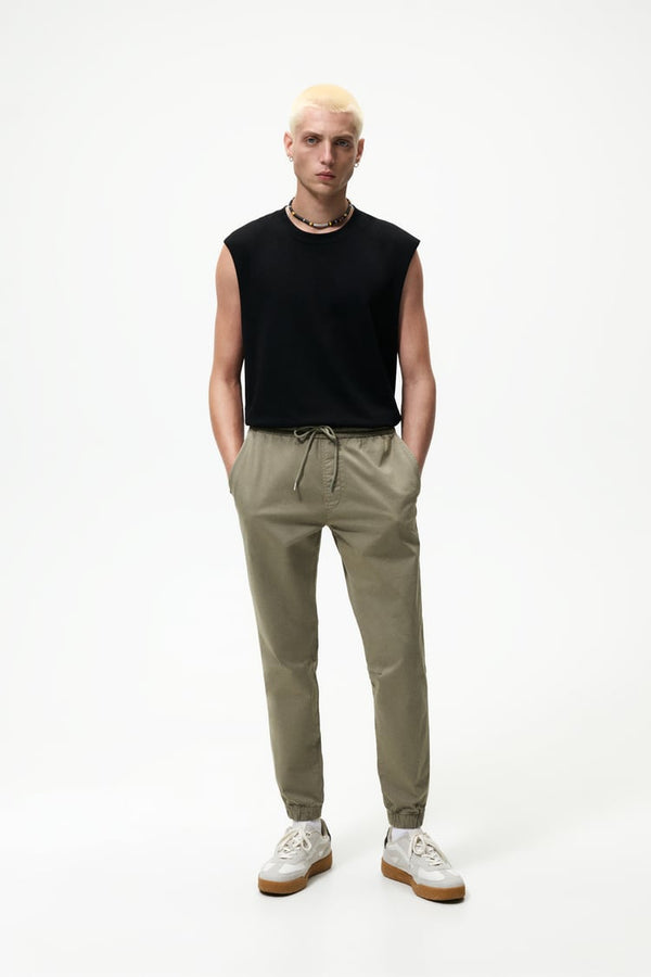 ZARA - SLIM FIT JOGGER PANTS | KHAKI