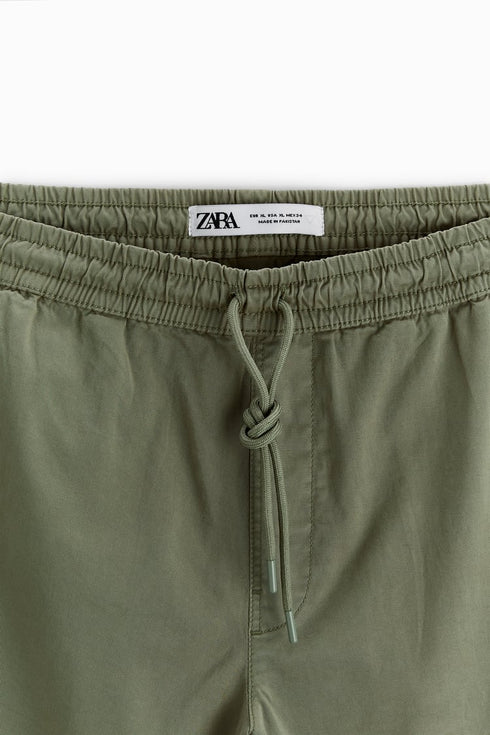 ZARA - SLIM FIT JOGGER PANTS | KHAKI