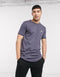 LE-BREVE. LONGLINE RAW EDGE T-SHIRT | NAVY MARL