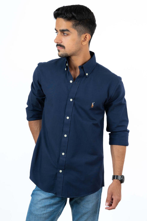 RALPH LAUREN CASUAL SLIM FIT-SHIRT | NAVY BLUE
