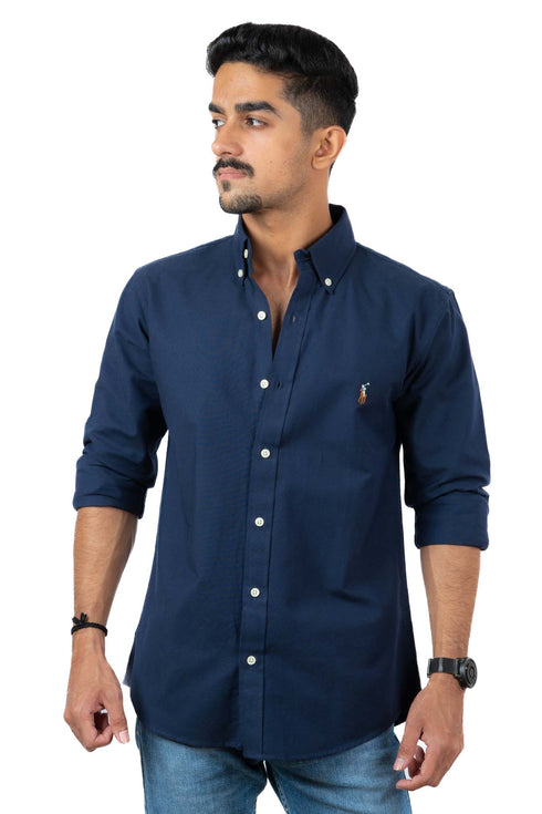 RALPH LAUREN CASUAL SLIM FIT-SHIRT | NAVY BLUE