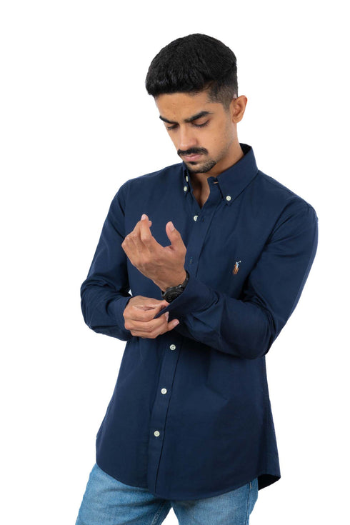 RALPH LAUREN CASUAL SLIM FIT-SHIRT | NAVY BLUE
