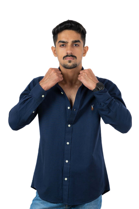 RALPH LAUREN CASUAL SLIM FIT-SHIRT | NAVY BLUE
