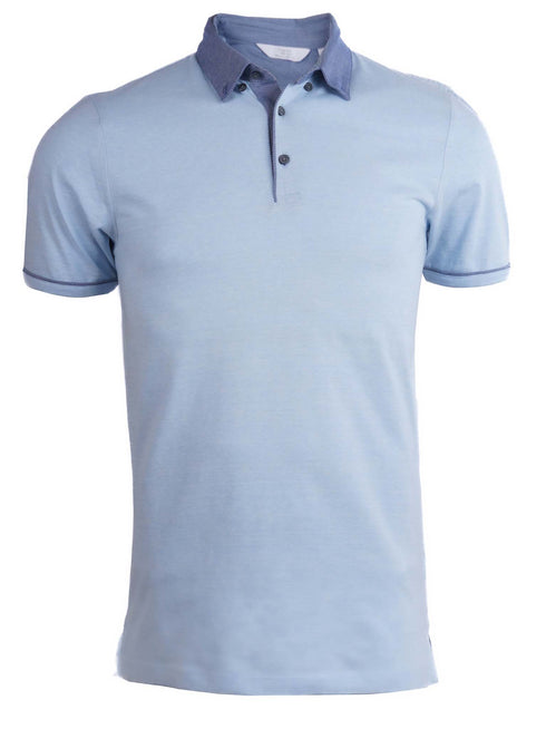 NEXT CLASSIC COMFORT FIT FIGURED POLO SHIRT | SKY BLUE