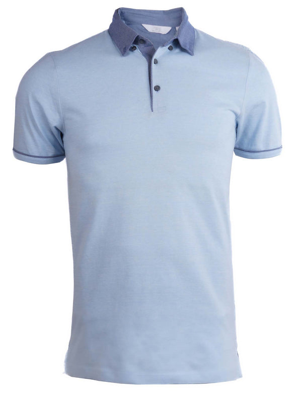 NEXT CLASSIC COMFORT FIT FIGURED POLO SHIRT | SKY BLUE
