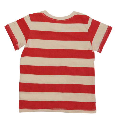 H.&.M-KIDS-STRIPED-CREW NECK | T-SHIRT | RED & CREAM
