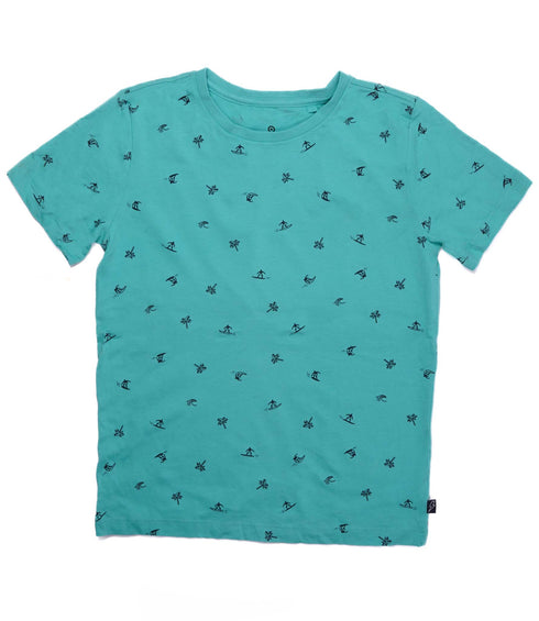K.I.D.S-BOYS-PRINTED-PURE COTTON T-SHIRT | C GREEN