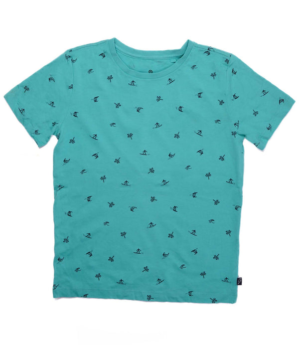 K.I.D.S-BOYS-PRINTED-PURE COTTON T-SHIRT | C GREEN