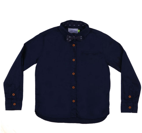 GARCONS-CASUAL PLAIN WITH BOW-SHIRT | DARK BLUE