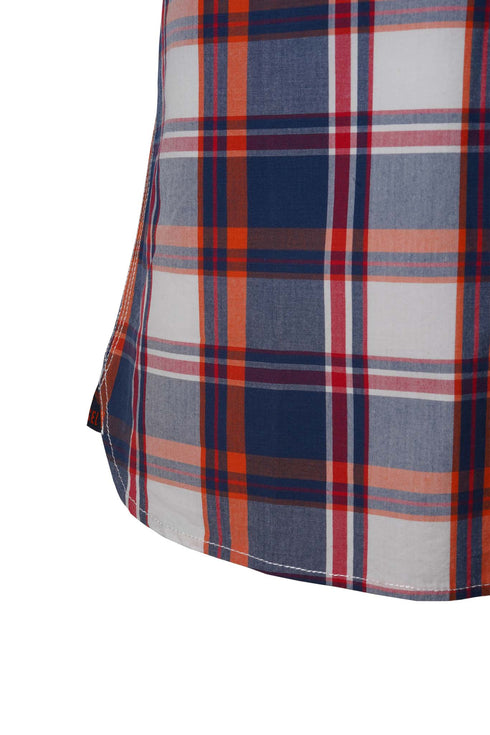 DIESEL HERITAGE MENS-HALF SLEEVE-RIPE APRICOT CHECK-SHIRT