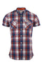 DIESEL HERITAGE MENS-HALF SLEEVE-RIPE APRICOT CHECK-SHIRT