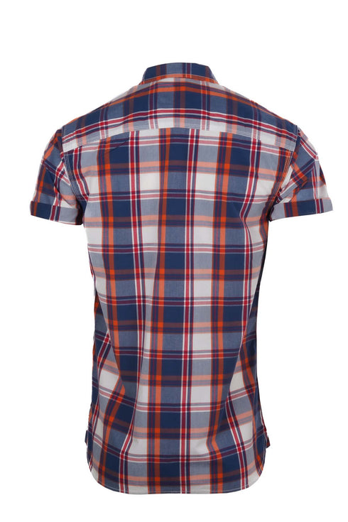 DIESEL HERITAGE MENS-HALF SLEEVE-RIPE APRICOT CHECK-SHIRT