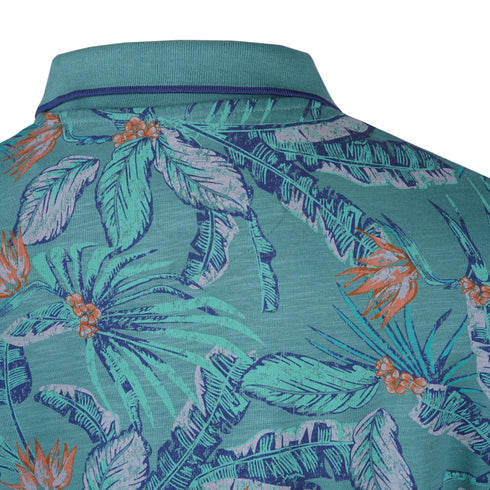 JULES FLORAL SHORT SLEEVE POLO SHIRT | JUNGLE GREEN