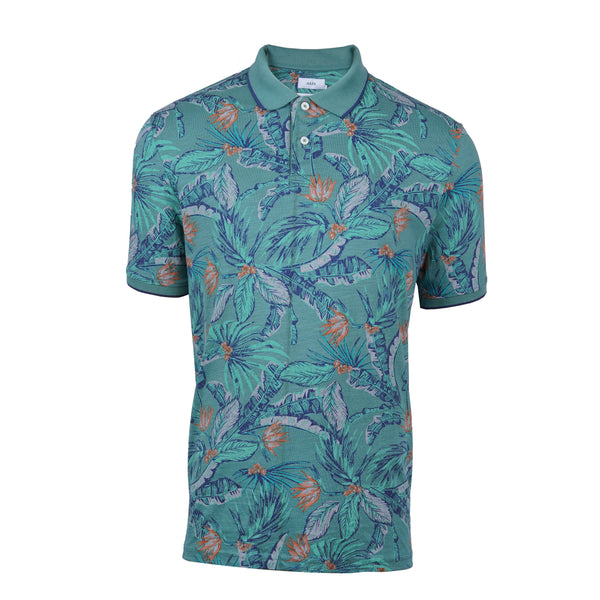 JULES FLORAL SHORT SLEEVE POLO SHIRT | JUNGLE GREEN