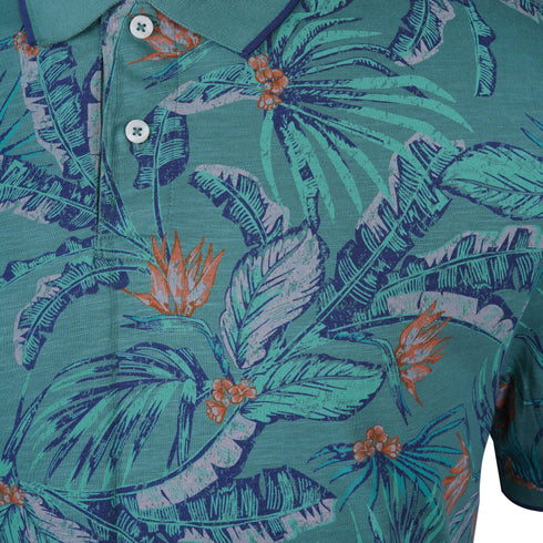 JULES FLORAL SHORT SLEEVE POLO SHIRT | JUNGLE GREEN
