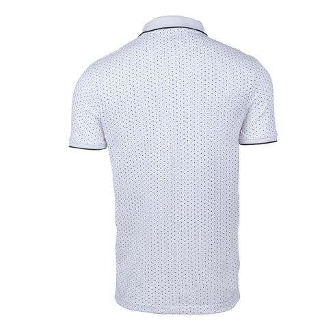 JULES-DOTTED PRINT-RIBBED-SHORT SLEEVE-POLO SHIRT | WHITE