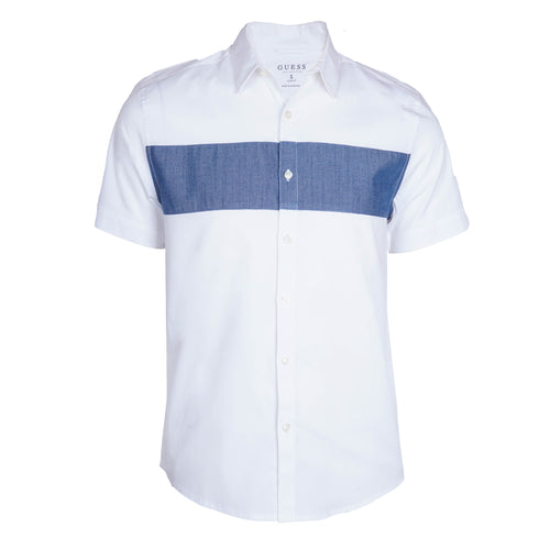 GUESS LOS ANGELES PREMIUM HALF SLEEVE SLIM FIT SHIRT | WHITE