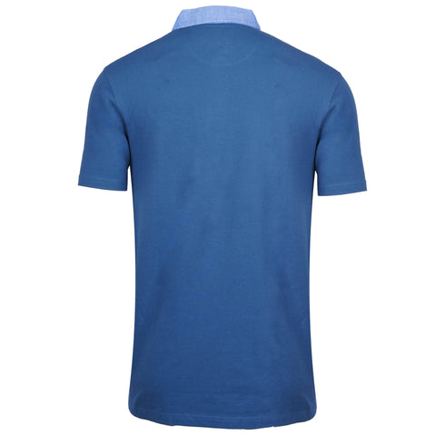 JULES MENS SOLID HALF SLEEVE CONTRAST COLLER POLO | BLUE