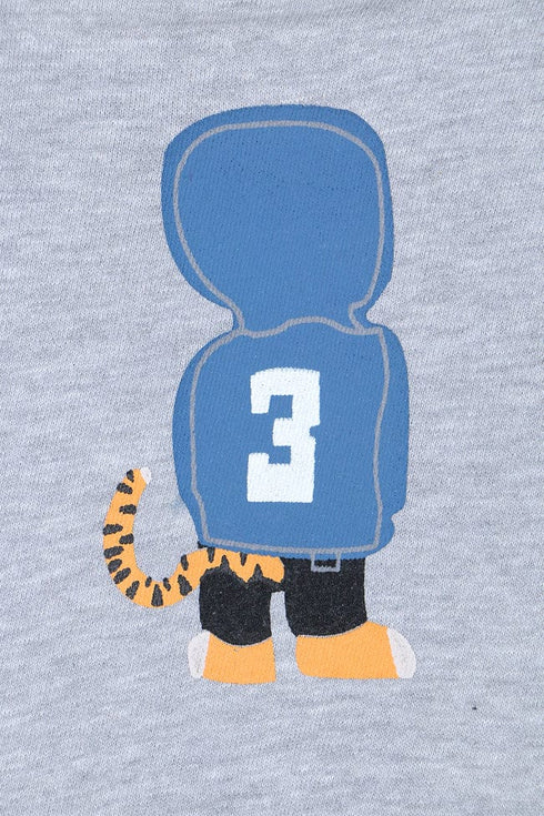 Kids' tiger printed sweatshirt in medium grey by Mango – perfect for boys and girls.