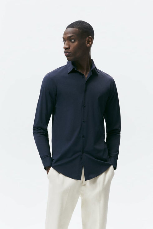 ZARA MENS PREMIUM COTTON SHIRT | NAVY BLUE