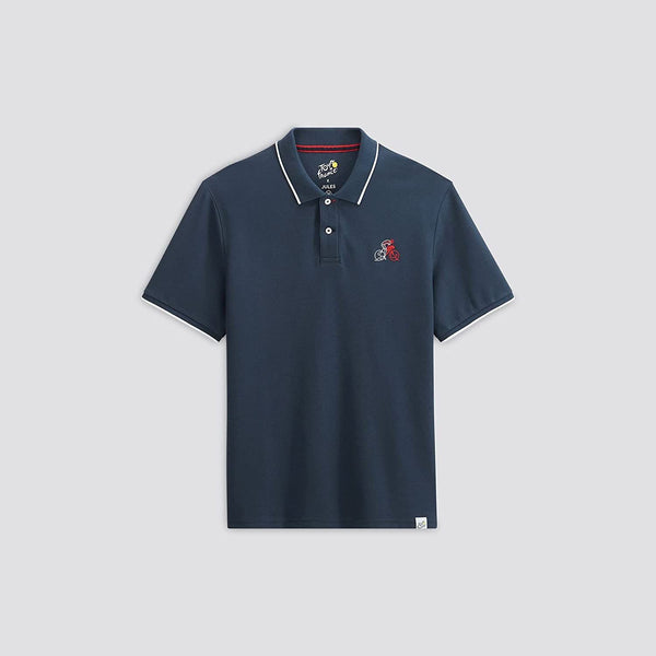 JULES TOUR DE FRANCE-COTTON-MEN-SHORT SLEEVE POLO | NAVY BLUE