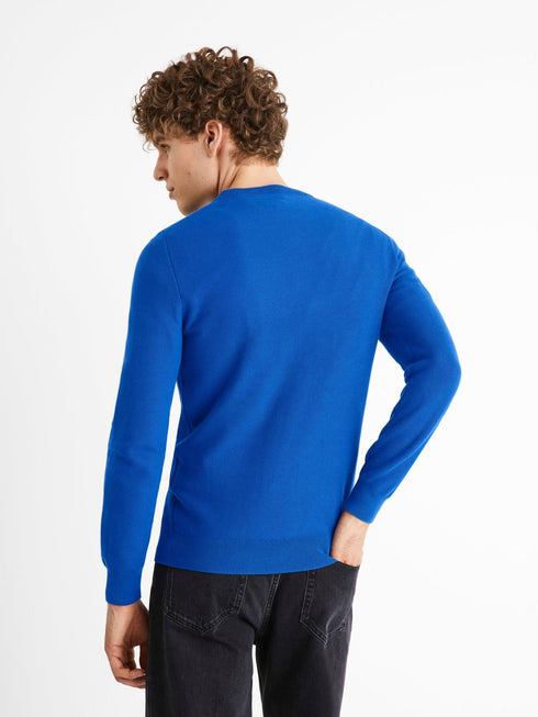 CELIO COTTON-ROUND NECK-SWEATER | BLUE