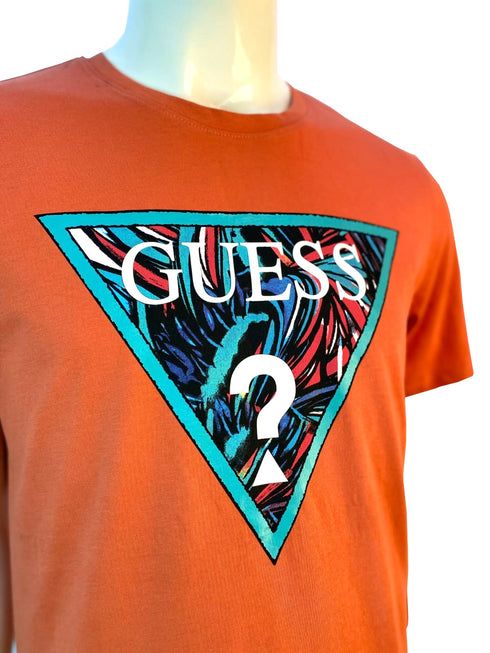 GUESS CLASSIC LOGO-CREW NECK T-SHIRT | ORANGE
