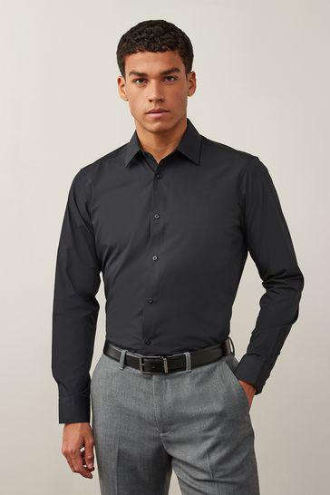 NEXT TAILORING-PREMIUM-SLIM FIT-CASUAL SHIRT | BLACK