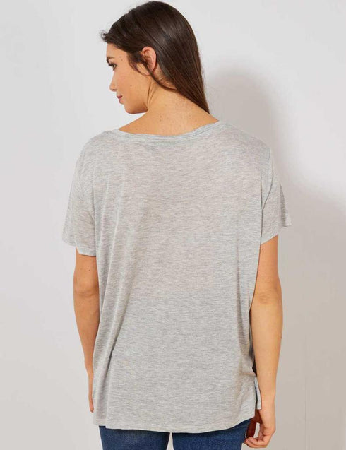 K.I.A.B.I-LADIES' SLOUCHY V-NECK T-SHIRT | GREY
