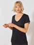 K.I.A.B.I-LADIES' SLOUCHY V-NECK T-SHIRT | BLACK