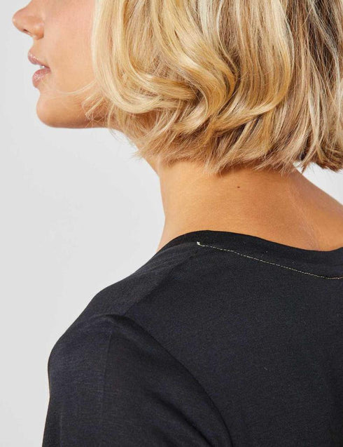 K.I.A.B.I-LADIES' SLOUCHY V-NECK T-SHIRT | BLACK