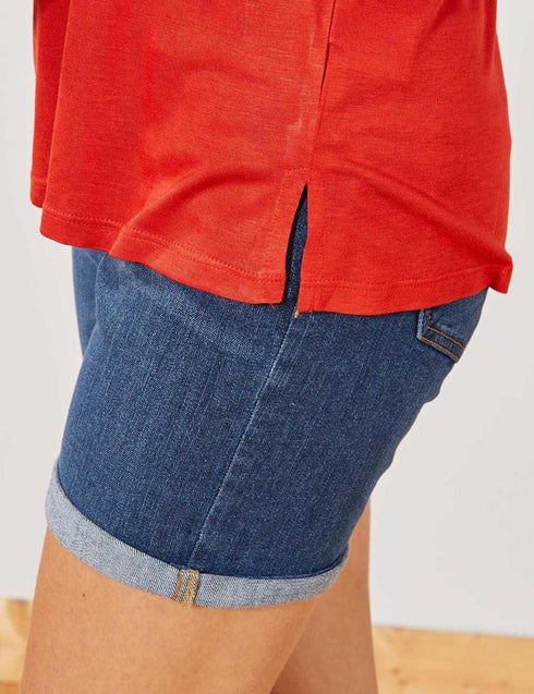 K.I.A.B.I-LADIES' SLOUCHY V-NECK T-SHIRT | RED