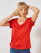 K.I.A.B.I-LADIES' SLOUCHY V-NECK T-SHIRT | RED