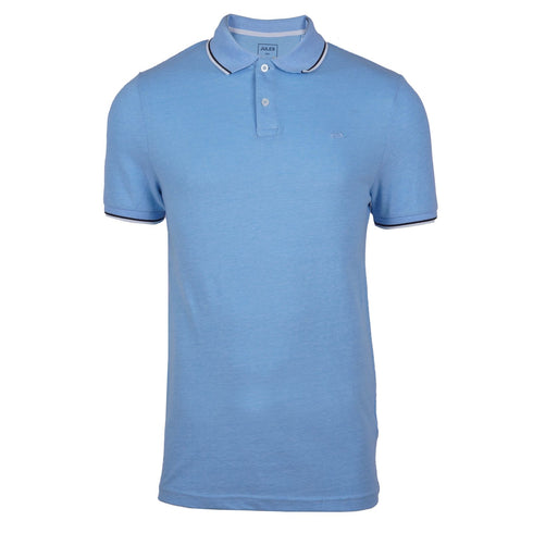 JULES.-PREMIUM-FLEXIBLE-RIBBED-SHORT SLEEVE-POLO SHIRT | SLUB BLUE