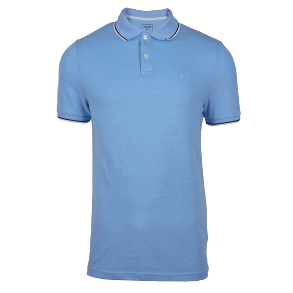 JULES.-PREMIUM-FLEXIBLE-RIBBED-SHORT SLEEVE-POLO SHIRT | SLUB BLUE
