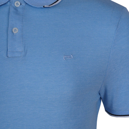 JULES.-PREMIUM-FLEXIBLE-RIBBED-SHORT SLEEVE-POLO SHIRT | SLUB BLUE