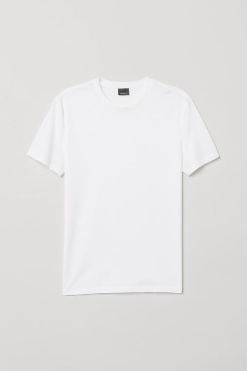 H&M BASIC-REGULAR FIT-ROUND-NECK T-SHIRTS | WHITE