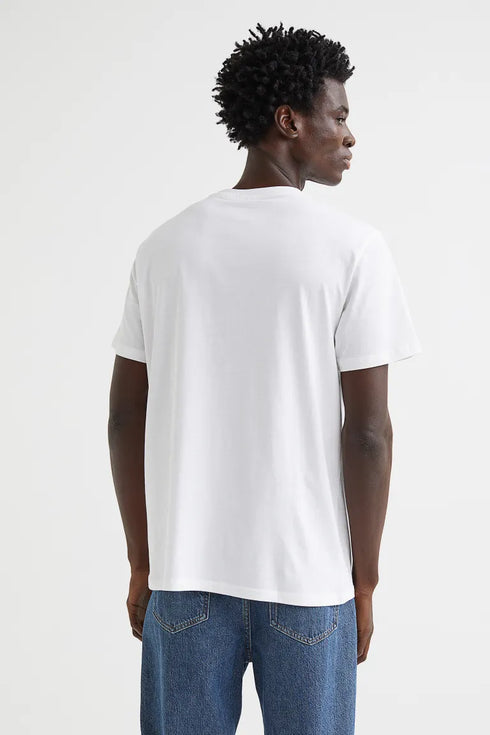 H&M BASIC-REGULAR FIT-ROUND-NECK T-SHIRTS | WHITE