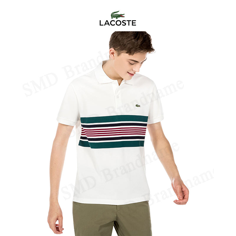 LACOSTE MEN SLIM SHORT SLEEVE EMBROIDERED LOGO SHIRT | WHITE