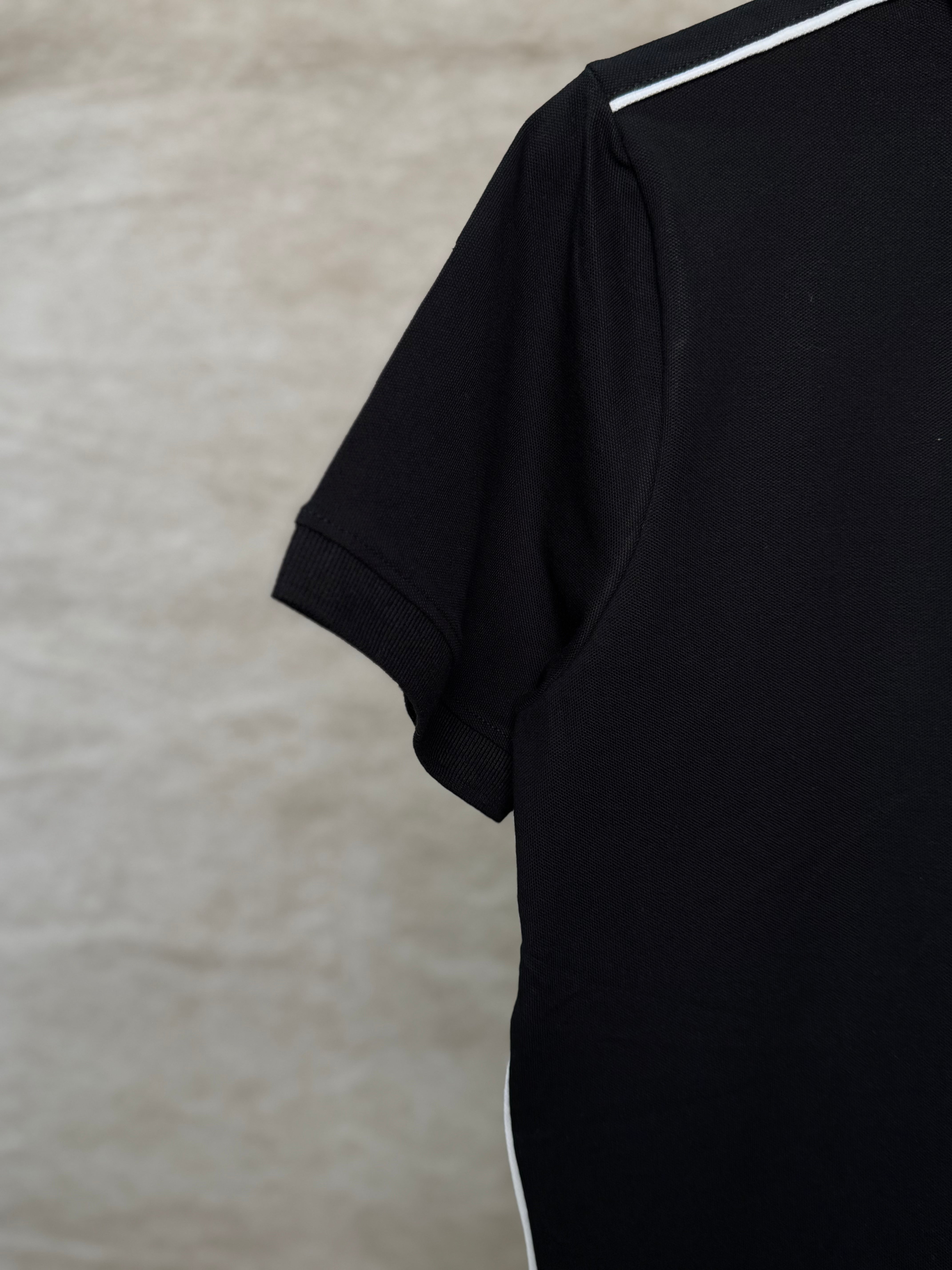 PRADA PIQUE MEN'S POLO EMBROIDERY LOGO | BLACK