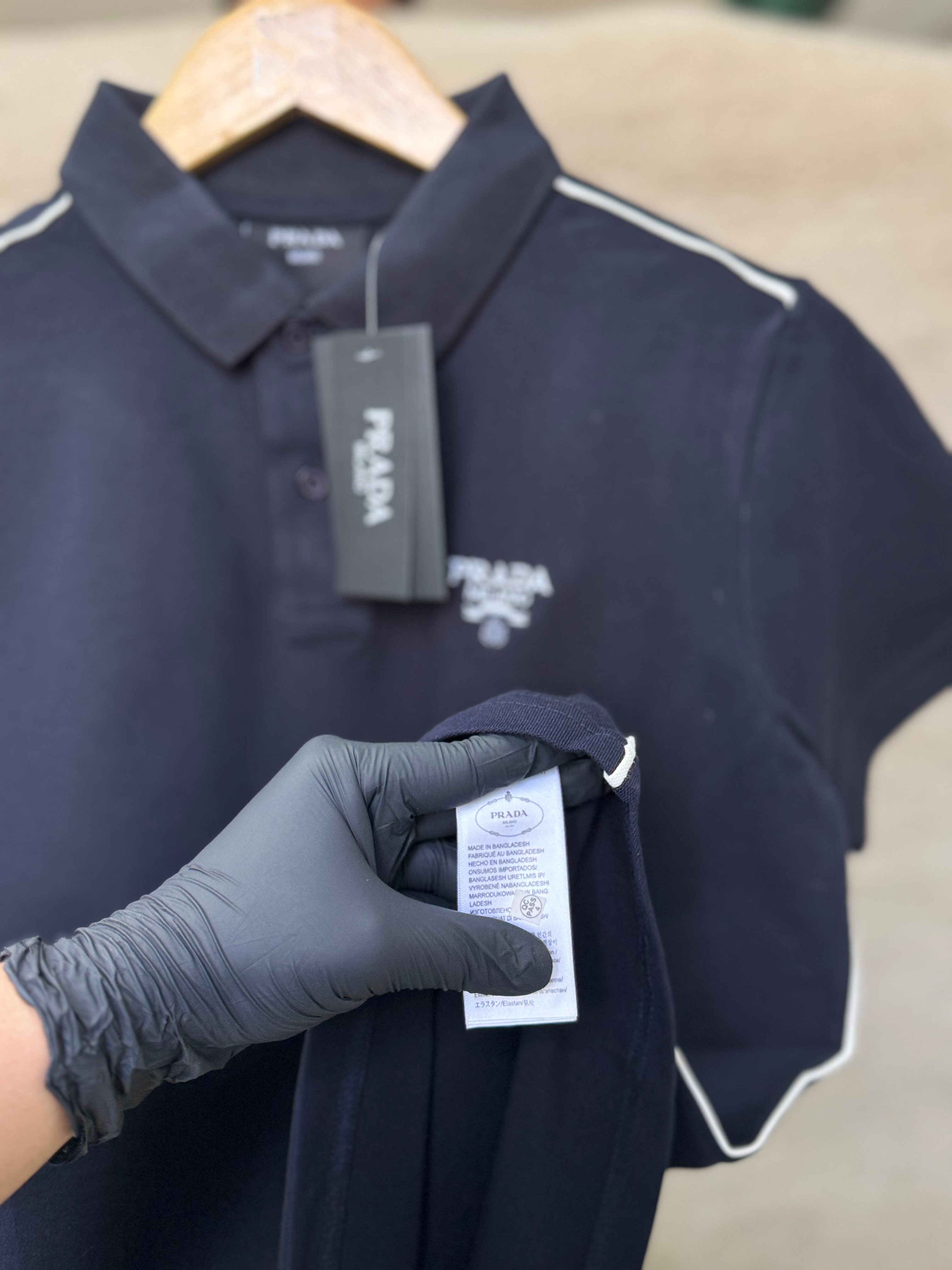 PRADA PIQUE MEN'S POLO EMBROIDERY LOGO | NAVY