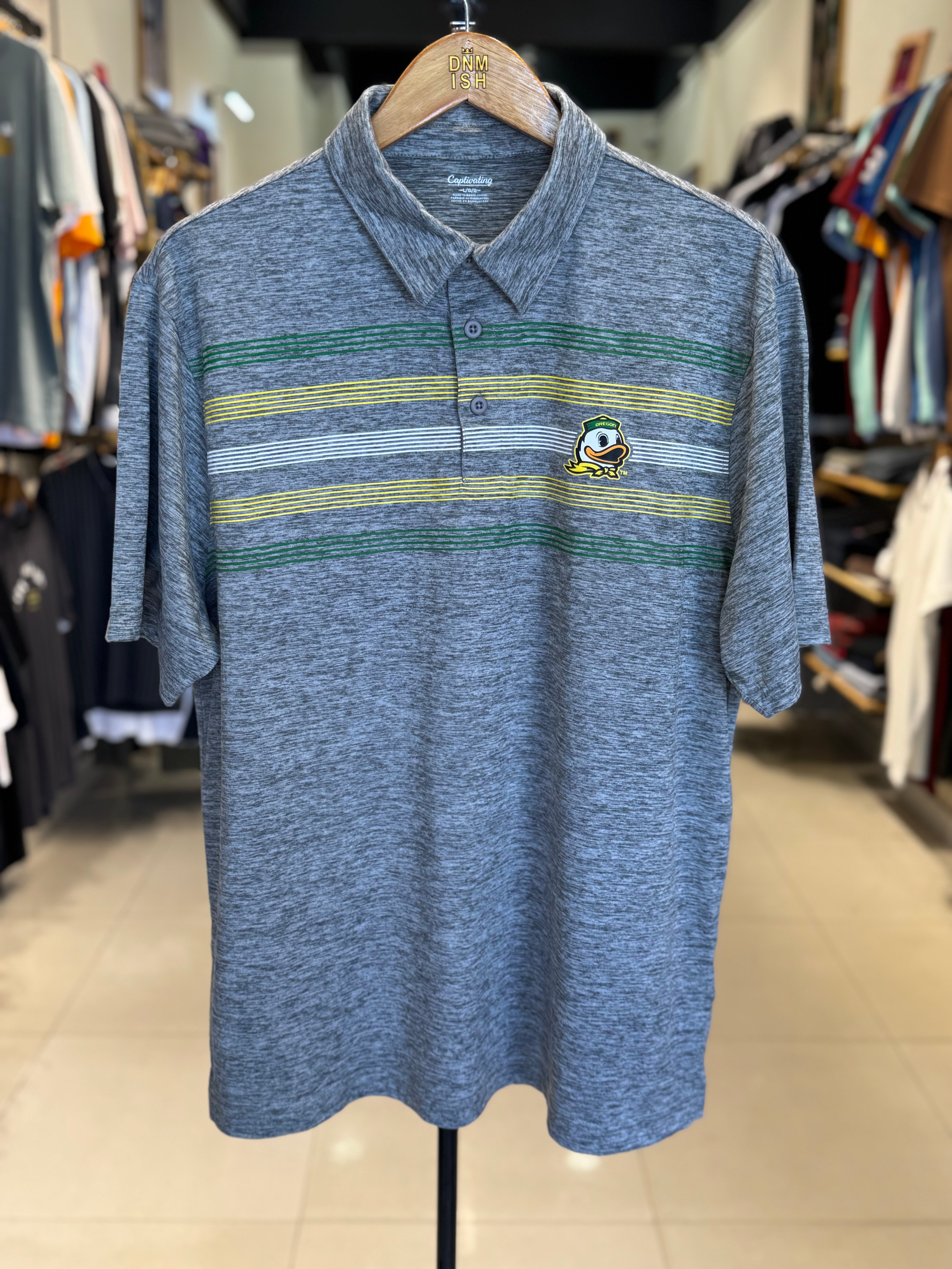 OREGON DUCKS CHEST STRIPE POLO | GREY