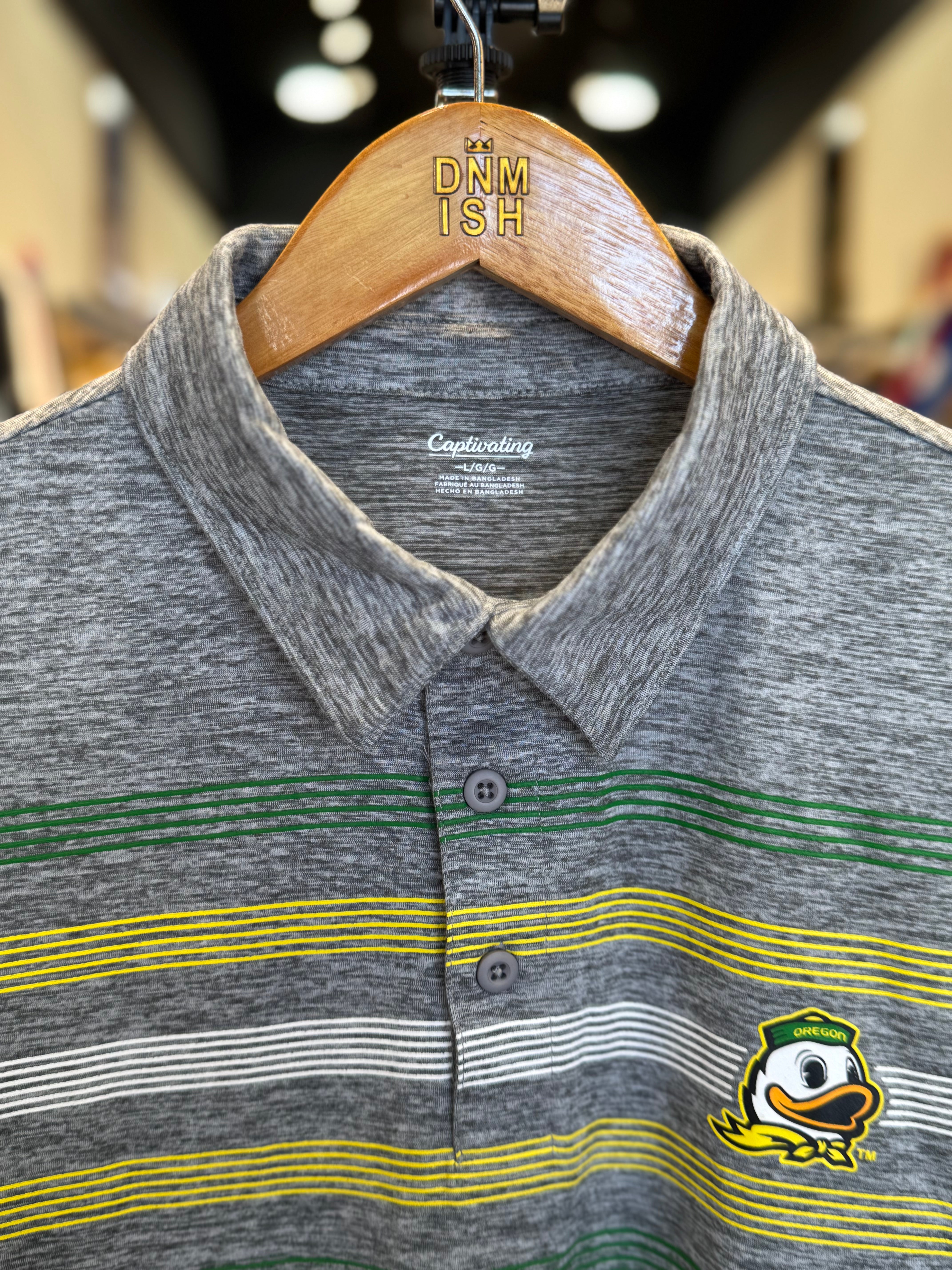 OREGON DUCKS CHEST STRIPE POLO | GREY