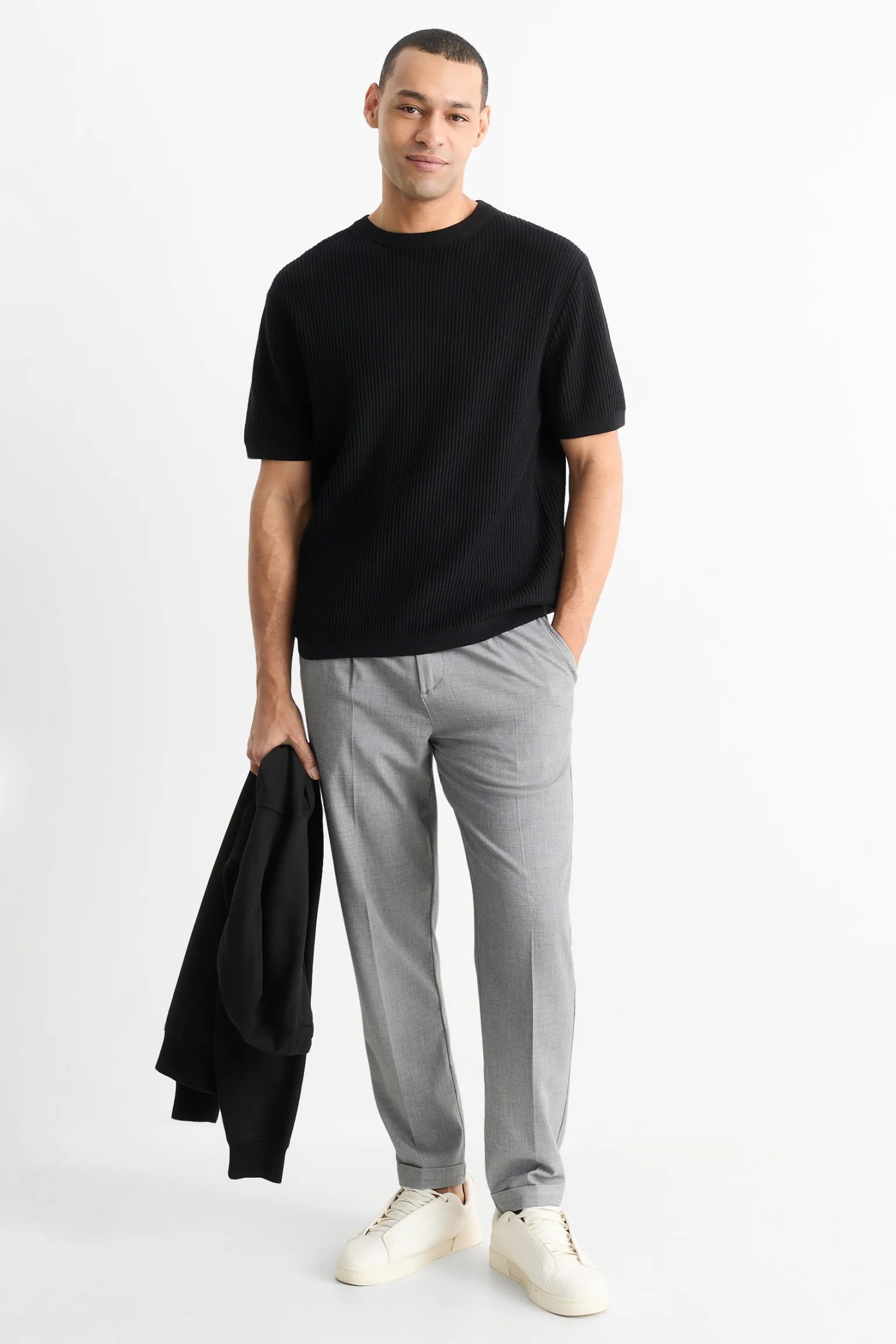 C&A CHINOS TAPERED FIT TEXTURED | LIGHT GREY