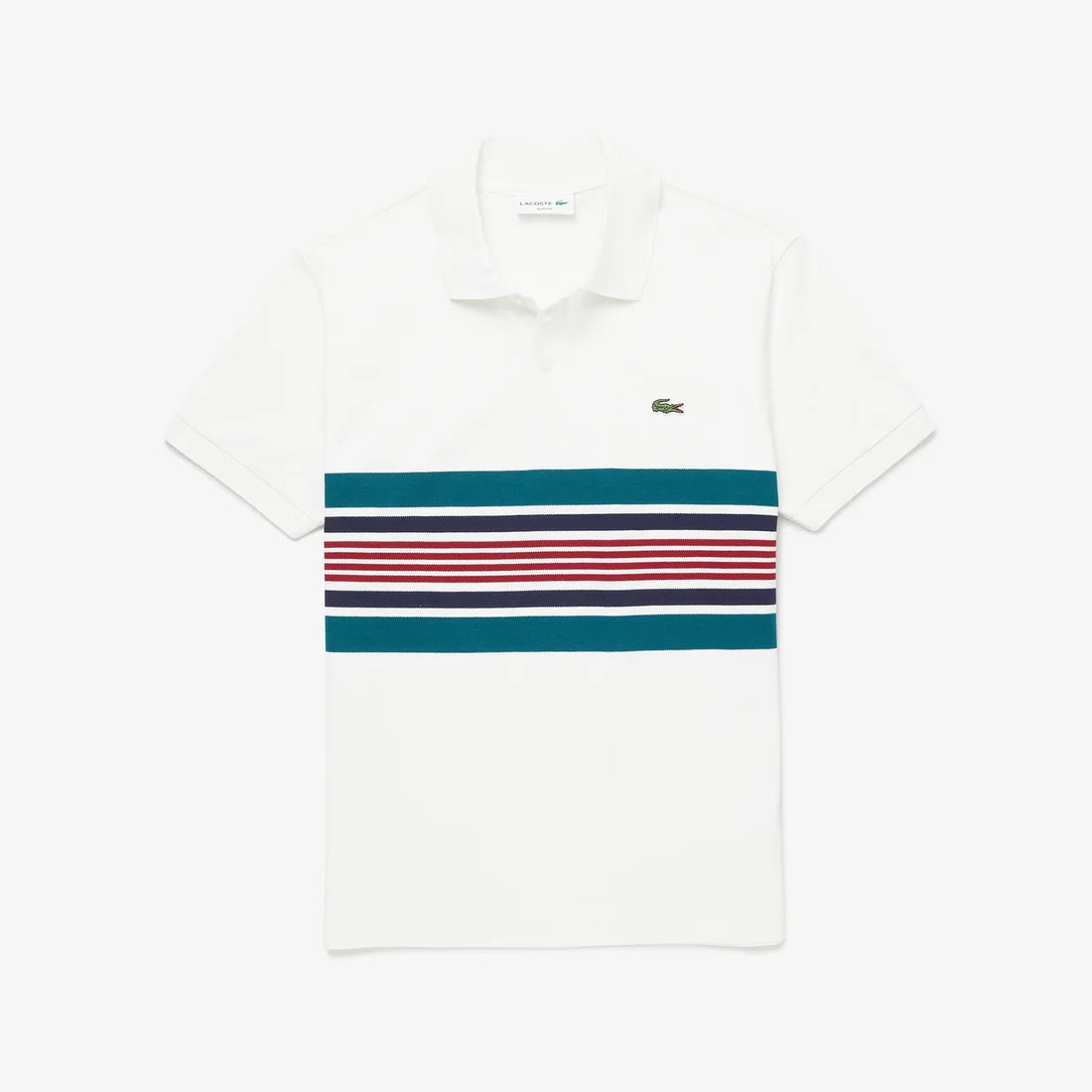 LACOSTE MEN SLIM SHORT SLEEVE EMBROIDERED LOGO SHIRT | WHITE
